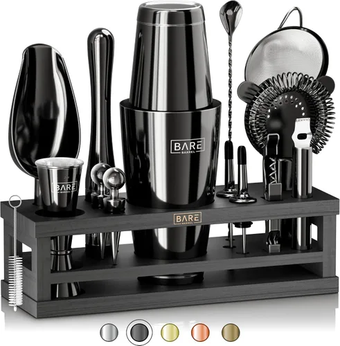 Vista 11 de BARE BARREL® Kit de Barman para Mixología Juego de Herramientas de Bar Juego de Coctelera de 16 Piezas Utensilios de Mezcla de Martini