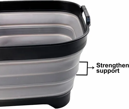 Vista 4 de SAMMART Sartén plegable de 10 L (2.64 galones) con tapón de drenaje, lavabo plegable, tina portátil para lavar platos, bandeja de almacenamiento