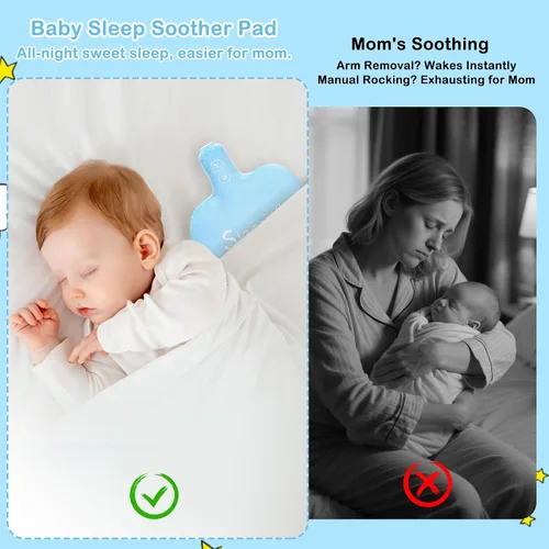 Vista 4 de Chupete de sueño para bebé con vibración suave, almohadilla de colchón vibratoria portátil para recién nacidos y bebés, temporizador, regalo