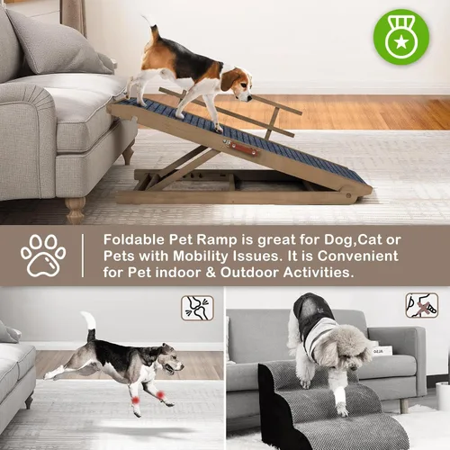 Vista 2 de Dog Ramp for Bed, Foldable Small to Old Dog Ramp for Couch,Sofa