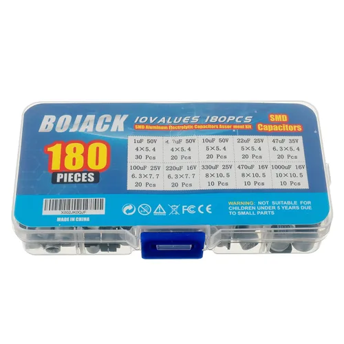 Vista 3 de BOJACK 10 valores 180 piezas 1uF ~ 1000uF SMD aluminio condensadores electrolíticos surtido kit