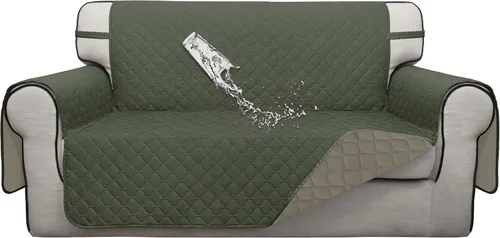 Vista 52 de ISSUNTEX Fundas de sofá de dos plazas con doble protección 100% impermeables para sala de estar, fundas para sofá de 2 cojines, protector de muebles