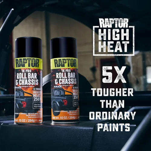 Vista 3 de RAPTOR 1K Barra Antivuelco y Chasis, Pintura en Aerosol para Automóviles, Grado Profesional, Acabado Duradero, Fácil de Usar, Negro Brillante, 10