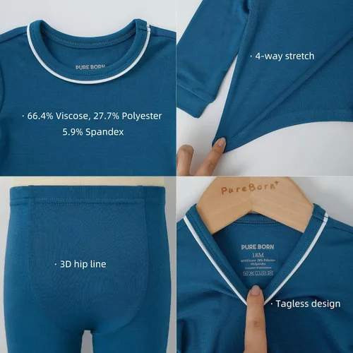 Vista 5 de pureborn Baby Pajamas Set Pjs - Kids Toddler Boy Girl Long Sleeve Snug Fit Cotton Sleepwear 2pcs 18M-7Y