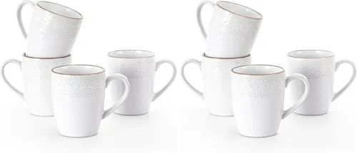 Vista 44 de famiware Venus - Tazas de café para 4, juego de tazas de 12 onzas, taza para beber con asa para café, té, cacao, leche, carbón