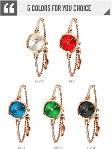 Vista 7 de SKMEI Women Watches Bracelet Diamond Ladies Female Small Rose Gold Fashion Luxury Thin Waterproof Analog Quartz Casual Girls Wife Gifts Silver Wrist