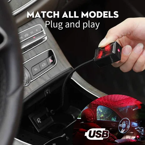 Vista 6 de SOCAL-LED LIGHTING Luz de noche USB para coche, proyector de estrellas azul y morado, luces LED decorativas románticas para techo y techo