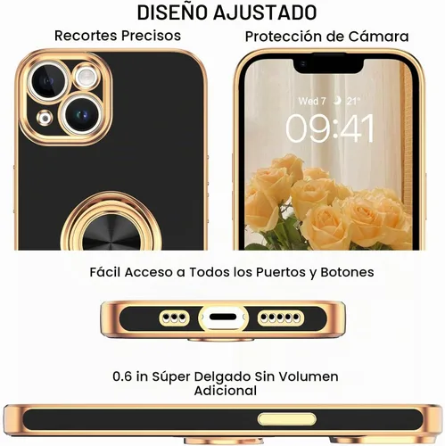 Vista 9 de VENINGO Funda para iPhone 14, funda para iPhone 14, ajuste delgado, suave soporte de anillo de 360° con base, compatible con soporte magnético