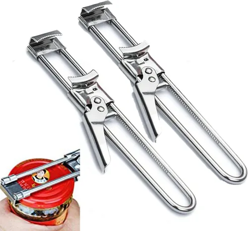 Vista 8 de Master - Abrelatas y abrebotellas, ajustable multifuncional de acero inoxidable, agarrador de tapa de tarro, manual, accesorios de cocina (plateado)