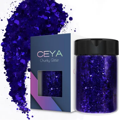 Vista 29 de Ceya Juego de purpurina gruesa de 32 colores, 11.28 onzas/11.29 oz de purpurina para manualidades en polvo mezclado con copos gruesos y finos cada