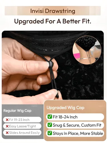 Vista 7 de UNICE Peluca de Cabello Humano Black Cherry Loose Wave Bye Bye Knots con Encaje Frontal de 7x5 con Cordón, con Flequillo Enmarcador del Rostro, Pre