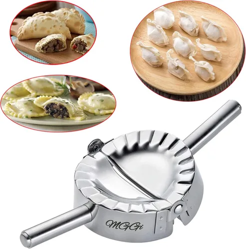 Vista 5 de Molde de ravioles de acero inoxidable Pierogi Dumpling Maker, tamaño pequeño 3 "Goya Empanada Press Mold, Ravioli Molde Crimper, Envoltura Cortador