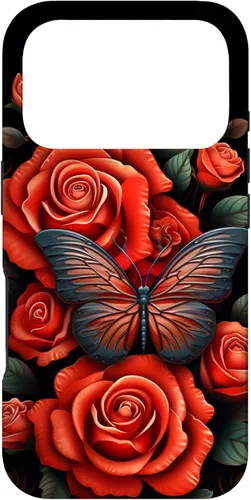 Vista 30 de Cute Butterfly Red Floral Flower Butterfly Rose Case for iPhone 17