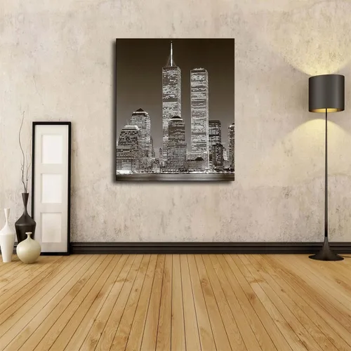 Vista 2 de World Trade Center Building - Póster retro en blanco y negro, cuadro estético moderno, arte de pared, decoración de oficina en casa, pintura, regalo