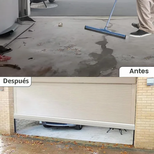 Vista 5 de Sellos de puerta de garaje inferiores de goma con kit de base de retención de pistas de aluminio preperforado, kit de sellado resistente