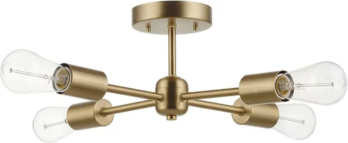 Vista 12 de Globe Electric 66000073 Lámpara de techo con brazo ajustable de montaje semiempotrado de 4 luces, latón mate, brazos giratorios, accesorios