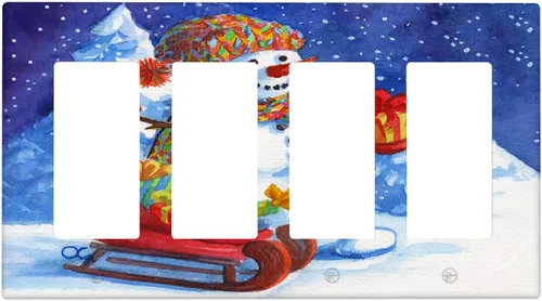 Vista 32 de Cubierta de interruptor de luz dúplex de 1 banda, cubierta decorativa de Navidad con copos de nieve rojos, placa frontal decorativa para cocina