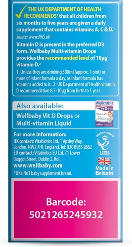 Vista 5 de Vitabiotic (2 unidades) - Wellkid Baby Drops 30Ml Paquete de 2