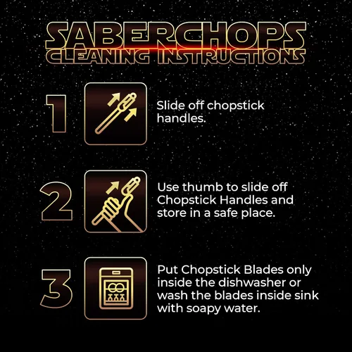 Vista 5 de SaberChops - Palillos de sable de luz con luz LED de Star Wars, reutilizables, 8 modos de color, 4 pares gratis, llavero de halcón milenario