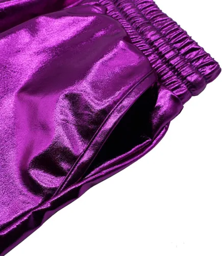 Vista 4 de Pantalones cortos metálicos para niñas, pantalones cortos brillantes para danza, trajes de gimnasia con purpurina