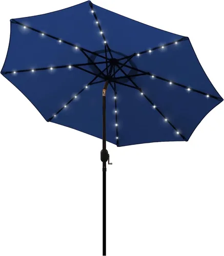 Vista 25 de Blissun Sombrilla solar de 9 pies, sombrilla de patio con 32 luces LED, sombrilla de mercado de mesa, sombrilla al aire libre para jardín, terraza