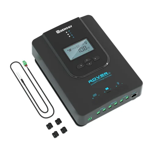Vista 10 de Renogy Controlador de carga solar Rover 20A 12V24V Auto DC Entrada MPPT Controladores de carga para paneles solares LCD ajustable