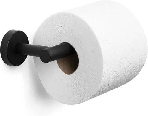 Vista 7 de MARMOLUX ACC Soporte para papel higiénico negro mate, soporte para papel higiénico negro montado en la pared, diseño pivotante en acero inoxidable