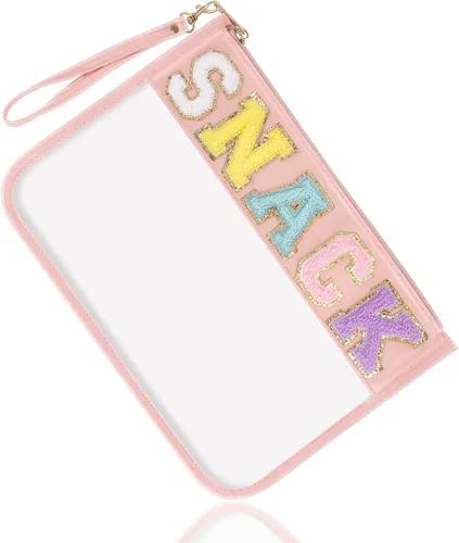 Vista 21 de Regalos de Apreciación para Profesores TEACH Bolso de Maquillaje de Chenilla con Letras, Bolso Transparente de PVC con Monograma y Cremallera