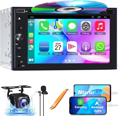 Vista 10 de Estéreo de radio de coche para Toyota RAV4 2007-2012 sin sistema de sonido JBLB, compatible con Carplay inalámbrico/Android Auto/Mirrorlink