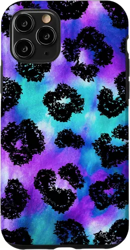 Vista 27 de iPhone 16 Purple Turquoise Black Leopard Tie Dye Print Cheetah Pattern Case