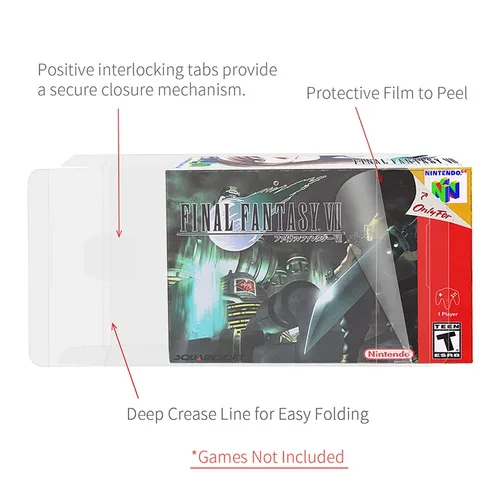 Vista 2 de 10-Pcs High Quality Plastic Protector Transparent Storage Cases Compatible with N64SNES Game Boxes Anti-Dust - Scracth Free - Clear Cases Made