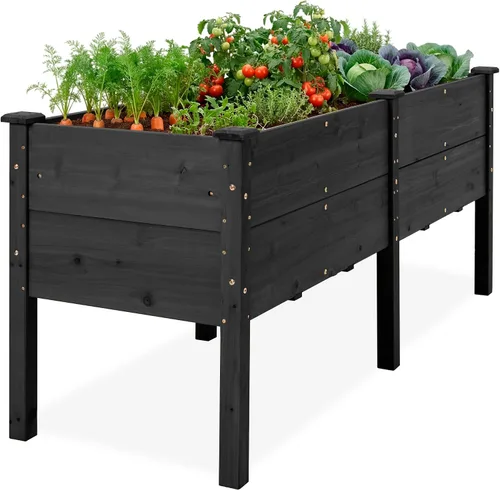 Vista 25 de Best Choice Products Cama de jardín elevada de 48 x 24 x 30 pulgadas con profundidad extra profunda de 16 pulgadas, soporte para maceta de madera