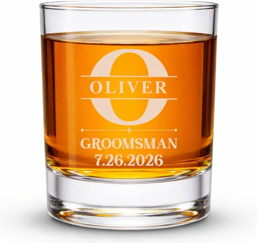 Vista 12 de Juego de vasos de whisky grabados con diseño personalizado Vidrio para una sola ocasión para cumpleaños, Día del Padre o hitos