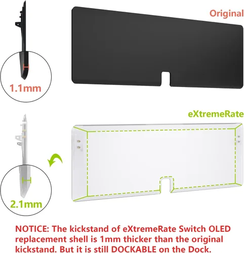 Vista 41 de eXtremeRate DIY Full Set Shell for Nintendo Switch OLED, Replacement Console Back Plate & Kickstand, Custom NS Controller Housing with Full Set