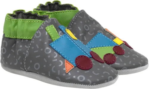 Vista 14 de Robeez Zapatos de cuna con suela suave antideslizantes para bebés varones y unisex, pantuflas mocasines para bebés y niños pequeños, 0-24 meses Lino