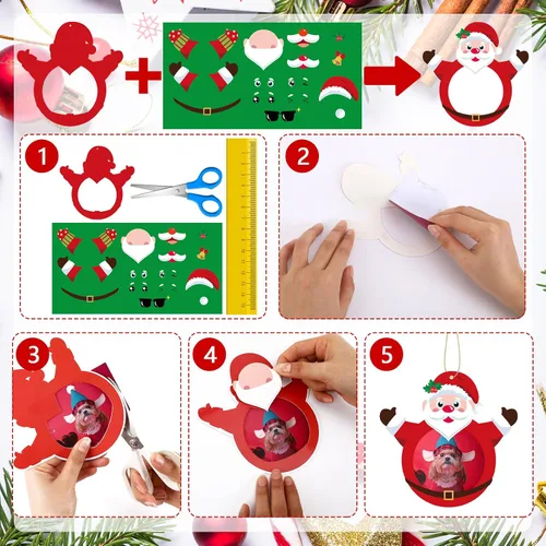 Vista 3 de NOVWANG Adornos de Fotos de Navidad, 30 Piezas de Marcos de Fotos Colgantes de Navidad con 30 Hojas de Pegatinas, Adornos de Fotos, Decoraciones