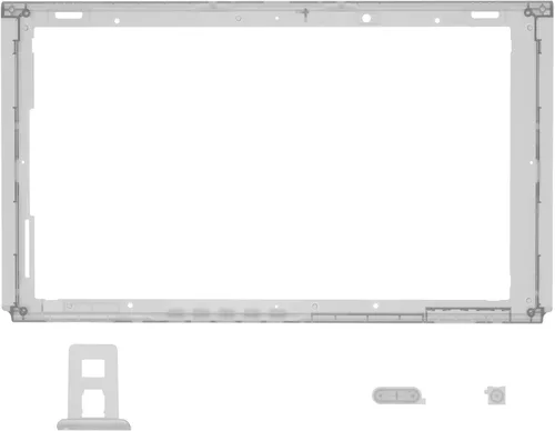 Vista 2 de eXtremeRate Carcasa negra transparente para consola Nintendo Switch, marco frontal de repuesto para consola Nintendo Switch con botones de encendido