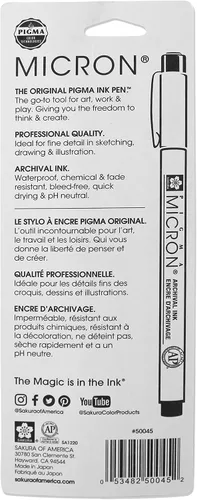 Vista 2 de Sakura Pigma, juego de pluma de tinta Micron en blíster