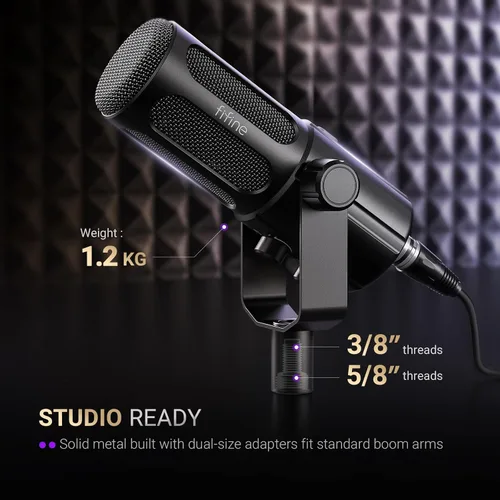 Vista 8 de FIFINE - Micrófono para podcast, micrófono dinámico vocal USB/XLR para transmisión, grabación, emisión, creador de contenido, micrófono de estudio