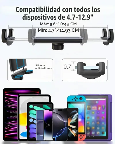 Vista 8 de Charchendo Soporte para tableta de cinta de correr de cuello de cisne, ajuste universal para bicicleta elíptica/bicicleta de giro/bicicleta
