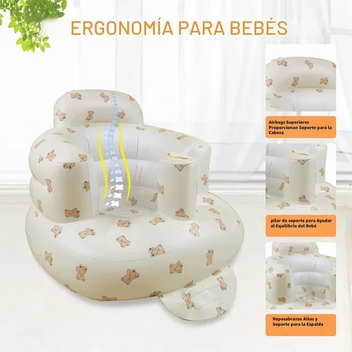 Vista 2 de AGITVPS Asiento de bebé inflable mejorado con bandeja para bebés de 3 a 36 meses, asiento de bumbo con bomba de aire integrada con bandeja, silla