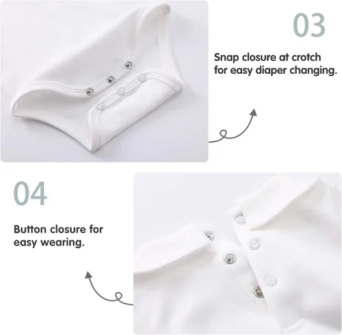 Vista 4 de pureborn Mameluco para bebé, paquete de 2 unidades, unisex, de algodón suave, de una pieza, para niños y niñas de 0 a 24 meses