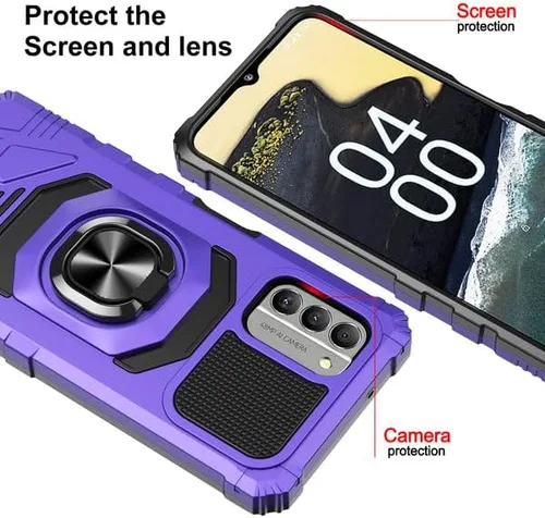 Vista 7 de GW USA - Funda para Nokia C110 con protector de pantalla de vidrio templado [grado militar] anillo de montaje en coche con función atril a prueba