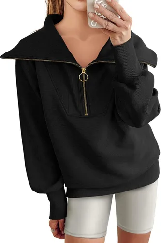 Vista 4 de ANRABESS Sudaderas con capucha para mujer, de gran tamaño, con cremallera de un cuarto, para adolescentes, niñas, ropa de moda Y2K
