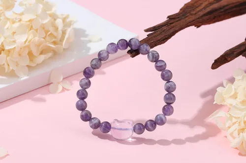 Vista 4 de XIANNVXI Pulseras de gato para mujer, pulseras de cuentas de gato para mujeres y hombres, bonita pulsera elástica para amantes de los gatos, pulsera