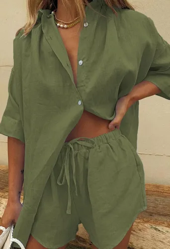 Vista 6 de Fixmatti Conjunto de 2 piezas para mujer, camiseta de manga corta y pantalones cortos de verano