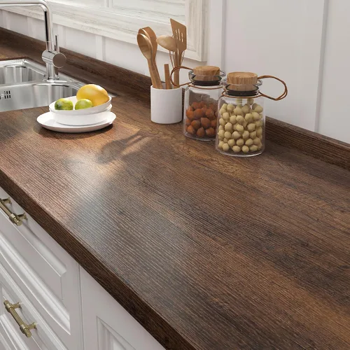 Vista 10 de FunStick Papel pintado de madera marrón arranca y pega, impermeable, extraíble, papel de contacto de grano de madera natural autoadhesivo, papel