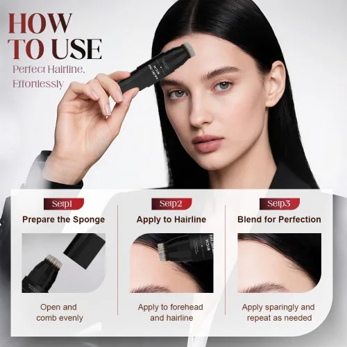 Vista 2 de Barra de retoque de raíz de doble extremo, corrector instantáneo de puntos calvos para cobertura de raíces del cabello, 2 en 1, impermeable, #01