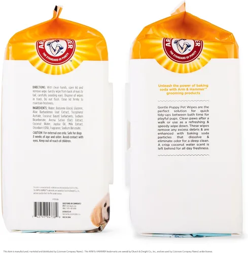 Vista 5 de Arm & Hammer Toallitas de aseo para perros - Toallita desodorizante natural para mascotas con coco - Artículos esenciales y suministros de viaje