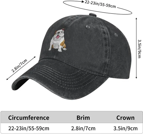 Vista 7 de Gorra de béisbol Bulldog Inglés para ocio al aire libre, ajustable, unisex, color negro